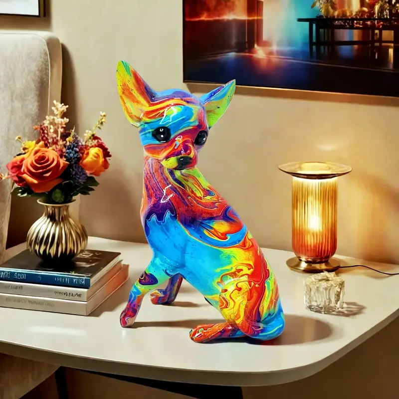 Vibrant Resin Chihuahua Table Lamp - Image 3